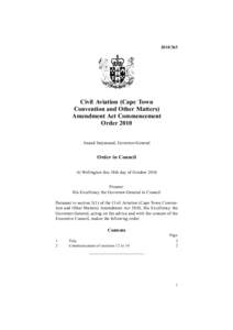 Civil Aviation (Cape Town Convention and Other Matters) Amendment Act Commencement Order 2010