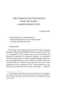 THE UNRESOLVED ‘DIFFERENCE OVER THE NAME’: 1 A GREEK PERSPECTIVE