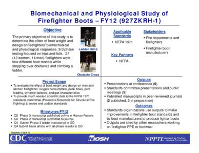 Biomechanical and Physiological Study of Firefighter Boots –FY12 (927ZKRH-1)