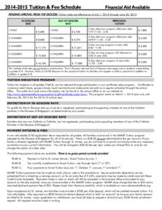 [removed]Tuition & Fee Schedule  Financial Aid Available PENDING APROVAL FROM THE DIOCESE: Tuition rates are effective as of July 1, 2014 through June 30, 2015 OUT-OF-DIOCESE