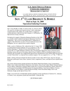 U.S. ARMY SPECIAL FORCES COMMAND (AIRBORNE) BIOGRAPHICAL SKETCH U.S. ARMY SPECIAL FORCES COMMAND PUBLIC AFFAIRS OFFICE FORT BRAGG, NC[removed][removed]http://news.soc.mil