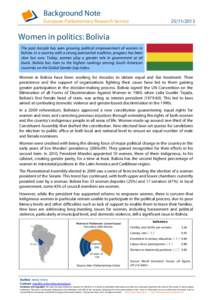 Background Note European Parliamentary Research Service[removed]Women in politics: Bolivia
