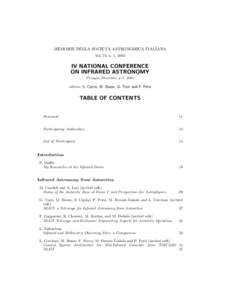 ` ASTRONOMICA ITALIANA MEMORIE DELLA SOCIETA Vol. 74, n. 1, 2003 IV NATIONAL CONFERENCE ON INFRARED ASTRONOMY