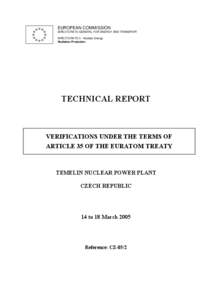 EUROPEAN COMMISSION DIRECTORATE-GENERAL FOR ENERGY AND TRANSPORT DIRECTORATE H - Nuclear Energy Radiation Protection  TECHNICAL REPORT