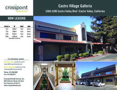 Castro Village GalleriaCastro Valley Blvd | Castro Valley, California NOW LEASING 	 SPACE #