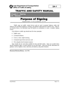 Iowa Department of Transportation Office of Traffic & Safety 2A-1  TRAFFIC AND SAFETY MANUAL