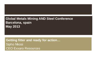 Global Metals Mining AND Steel Conference Barcelona, spain Wim de Klerk May 2013 Finance Director