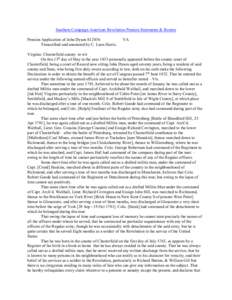 Southern Campaign American Revolution Pension Statements & Rosters Pension Application of John Dyson S12836 Transcribed and annotated by C. Leon Harris. VA