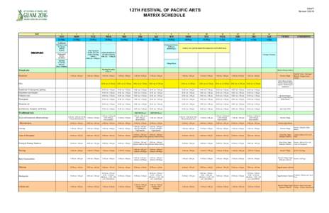 12TH FESTIVAL OF PACIFIC ARTS MATRIX SCHEDULE DAY  1