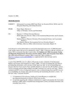 Information Concerning 2008 Clean Water Act Sections 303(d), 305(b), and 314 Integrated Reporting and Listing Decisions