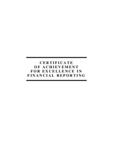 CERTIFICATE OF ACHIEVEMENT FOR EXCELLENCE IN FINANCIAL REPORTING  State of South Carolina