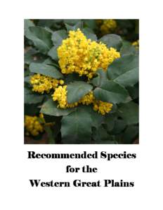 Recommended Species for the Western Great Plains Perennials for Full Sun