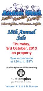 18th Annual Sale Thursday, 3rd October, 2013 on property