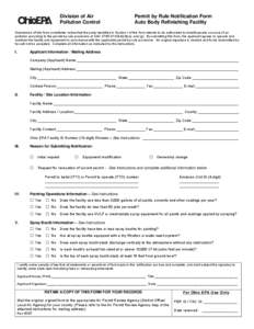 Division of Air Pollution Control Permit by Rule Notification Form Auto Body Refinishing Facility