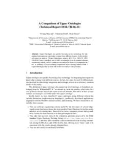 A Comparison of Upper Ontologies (Technical Report DISI-TRViviana Mascardi1 , Valentina Cordì1 , Paolo Rosso2 1  Dipartimento di Informatica e Scienze dell’Informazione (DISI), Università degli Studi di