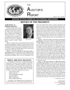 THE  AUDITOR’S REPORT  Volume 31, No.1, Fall 2007