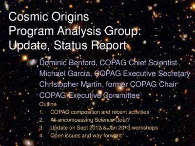 National Aeronautics and Space Administration Cosmic Origins Program