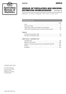 [removed]Census of Population and Housing: Estimating homelessness (2006)