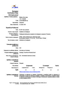 Europass Curriculum Vitae Informação pessoal Apelido(s) / Nome(s) próprio(s)  Brázia, Ana Luísa