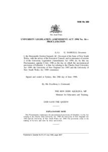 1996 No 289  New South Wales UNIVERSITY LEGISLATION (AMENDMENT) ACT 1994 No. 16— PROCLAMATION