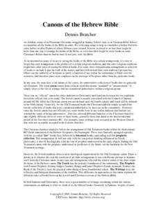 Canons of the Hebrew Bible