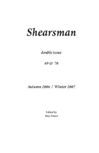 Shearsman double issue 69 & 70 Autumn[removed]Winter 2007