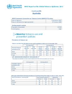 WHO Report on the Global Tobacco Epidemic, 2013 Country profile