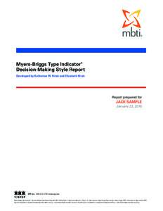 MyersBriggs Type Indicator / Isabel Briggs Myers / ESTJ / Personality type / Decision-making / Katharine Cook Briggs / Extraversion and introversion / INTP / MBTI Step II