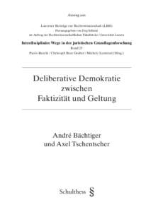 Auszug aus Luzerner Beiträge zur Rechtswissenschaft (LBR) Herausgegeben von Jörg Schmid