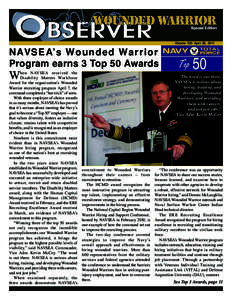 Volume 120: April 28, 2011  NAVSE A’s Wound ed War r ior Program earns 3 Top 50 Awards  W
