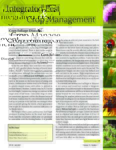 Integrated Pest & Crop Management Corn Foliage Diseases by Laura Sweets This is shaping up to be another “interesting”