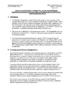 DuPont Pompton Lakes Works EPA ID# NJD002173946 DRAFT, Permit Modification I Module III - Supplement Page I of8