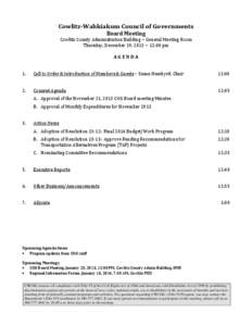 Cowlitz-Wahkiakum Council of Governments Board Meeting Cowlitz County Administration Building ~ General Meeting Room Thursday, December 19, 2013 ~ 12:00 pm  AGENDA