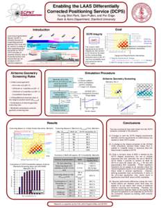 Enabling the LAAS Differentially Corrected Positioning Service (DCPS) Young Shin Park, Sam Pullen, and Per Enge Aero & Astro Department, Stanford University  Goal