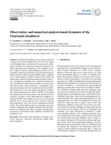 Ann. Geophys., 33, 671–686, 2015 www.ann-geophys.netdoi:angeo © Author(sCC Attribution 3.0 License.  Observation- and numerical-analysis-based dynamics of the