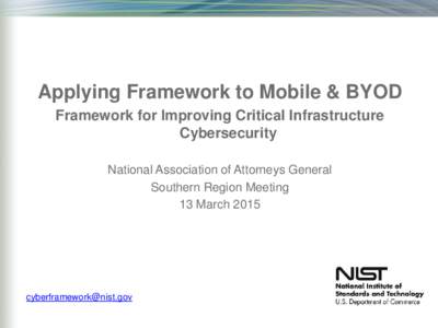 Cybersecurity Framework - Applying Framework to Mobile & BYOD, March 2015