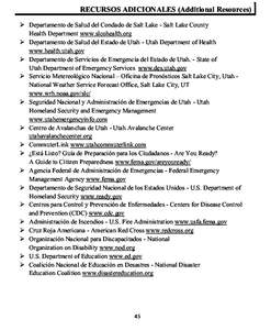 RECURSOS ADICIONALES (Additional Resources)  Departamento de Salud del Condado de Salt Lake - Salt Lake County Health Department www.slcohealth.org  Departamento de Salud del Estado de Utah - Utah Department of Hea