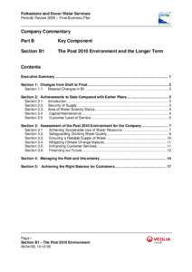 Folkestone and Dover Water Services Periodic Review 2009 – Final Business Plan Company Commentary Part B