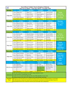 Sacred Heart Catholic Church, Kingdom of Bahrain Altar Servers Roster - Week days Masses - November[removed]Nov  Monday