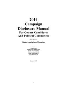 2014 Campaign Disclosure Manual For County Candidates And Political Committees PREPARED BY