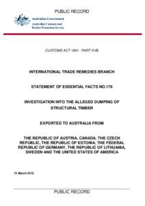 Anti-competitive behaviour / Dumping / Pricing / Gunns / Svetogorsk / Australian Customs and Border Protection Service / Business / International trade / Commerce