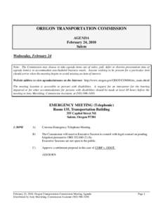 Oregon Department of Transportation / Transportation in Oregon / Agenda