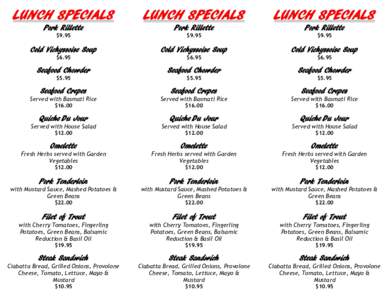 LUNCH SPECIALS  LUNCH SPECIALS LUNCH SPECIALS