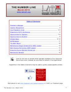 THE NUMBER LINE March 2015 www.lamath.org  Table of Contents