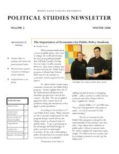 MOUNT SAINT VINCENT UNIVERSITY  POLITICAL STUDIES NEWSLETTER VOLUME 3  WINTER 2008