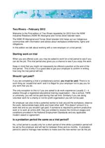 Two Rivers Newsletter February 2012