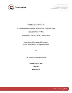 Testimony Before House Subcommittee on Energy & Power, June 19, 2012