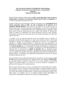 Intervención de la Ministra de Planificación, Paula Quintana Seminario “El derecho a post natal: alcances y consecuencias”. Valparaíso