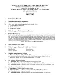 North Chicago School District 187 Financial Oversight Panel Meeting Agenda - February 28, 2013