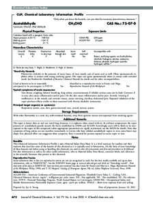 Chemical Education Today  CLIP, Chemical Laboratory Information Profile “Only when you know the hazards, can you take the necessary precautionary measures.”  Acetaldehyde